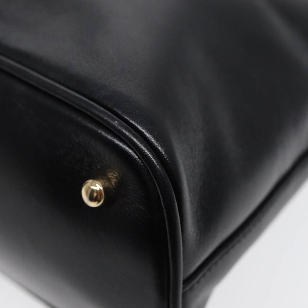 GUCCI Bamboo Hand Bag Leather Black Gold Auth ep5486 - Picture 12 of 16